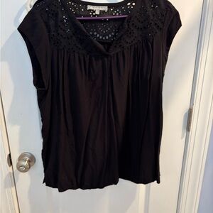 Daniel Rainn Black Eyelet Blouse